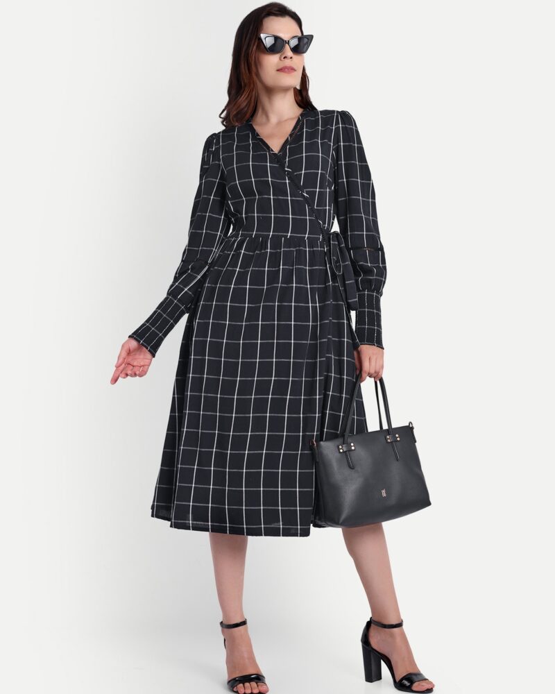 Black And White Checkered Winter Dress