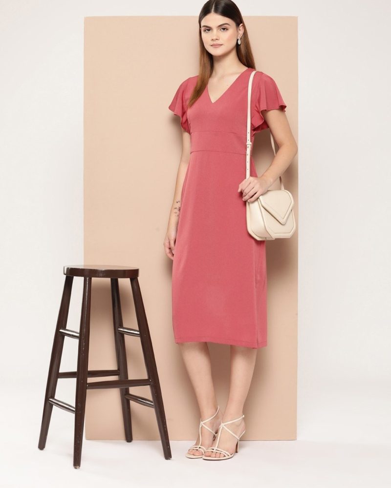 Sublime Salmon Straight Midi Dress