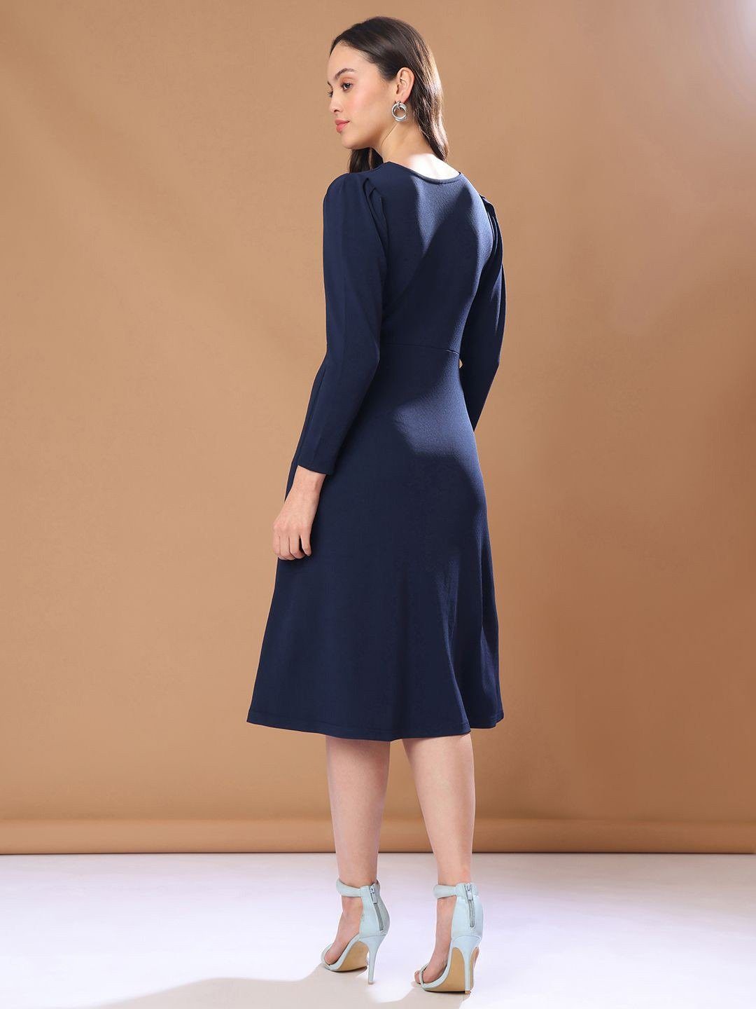 Navy Blue Full Sleeves Winter Corporate Dress - Image 7