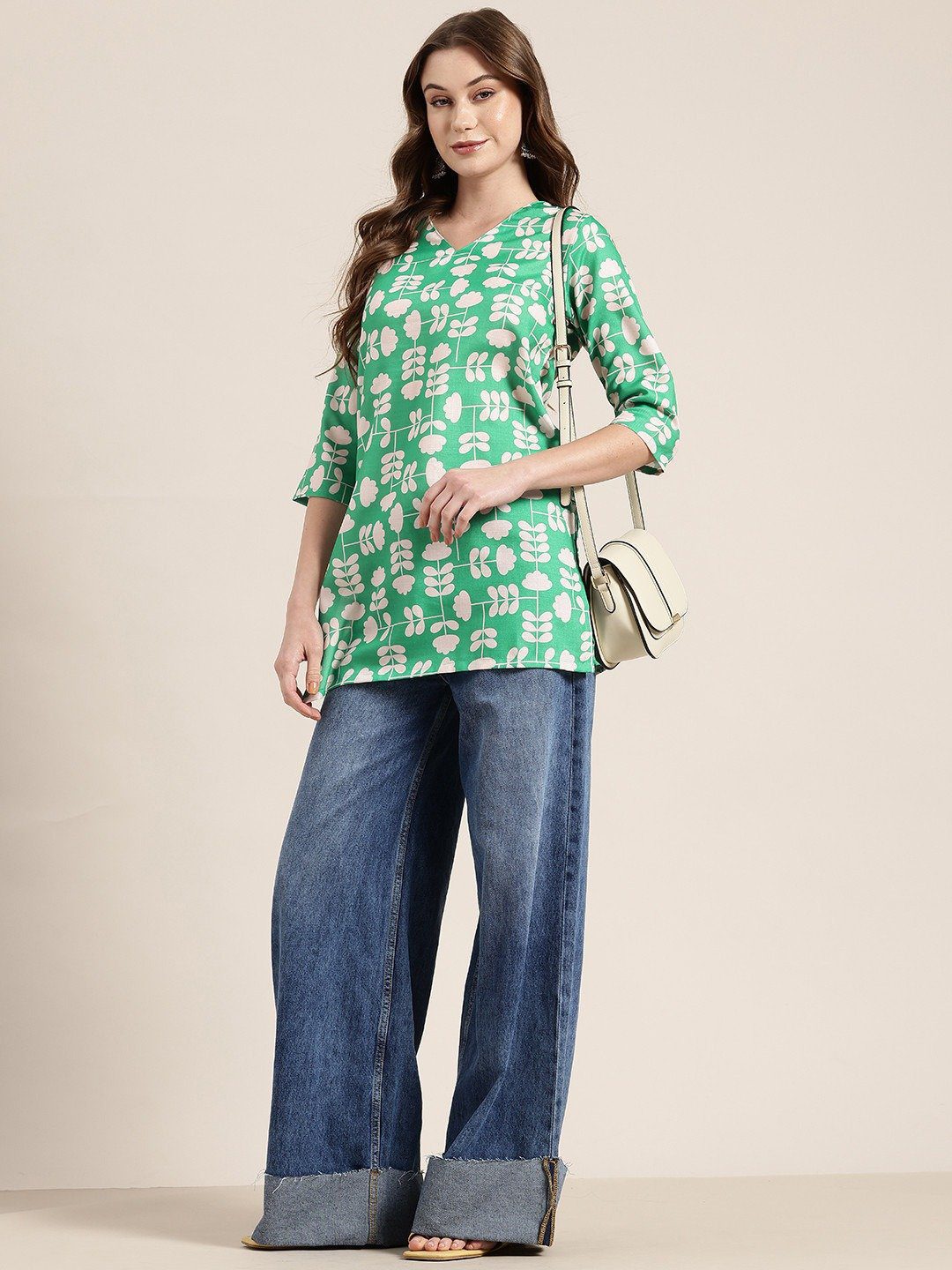 Green Floral Cotton Top