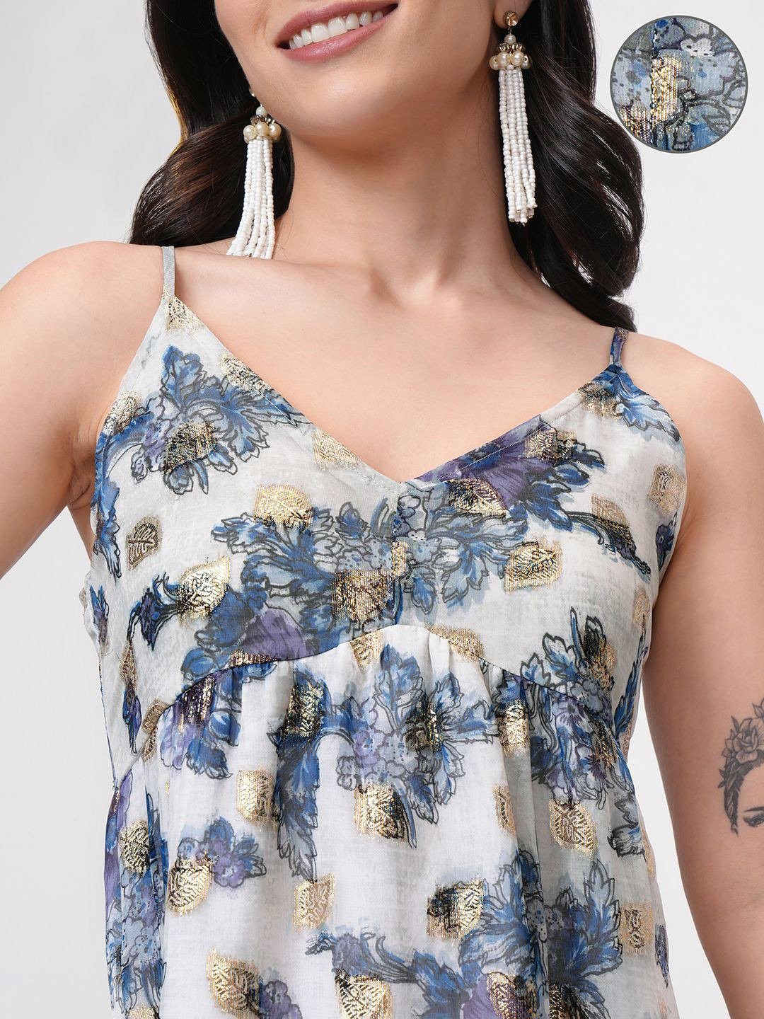 Elegant White Floral Georgette Maxi Dress - Image 5