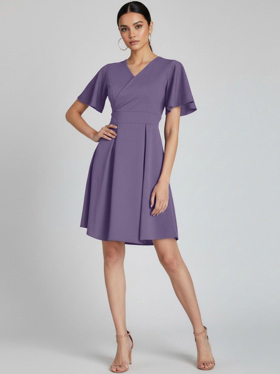 Chic Formal Lilac Flowy Dress