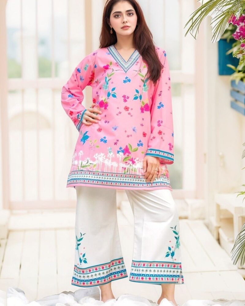 Preppy Pink Short Kurta and Palazzo Set