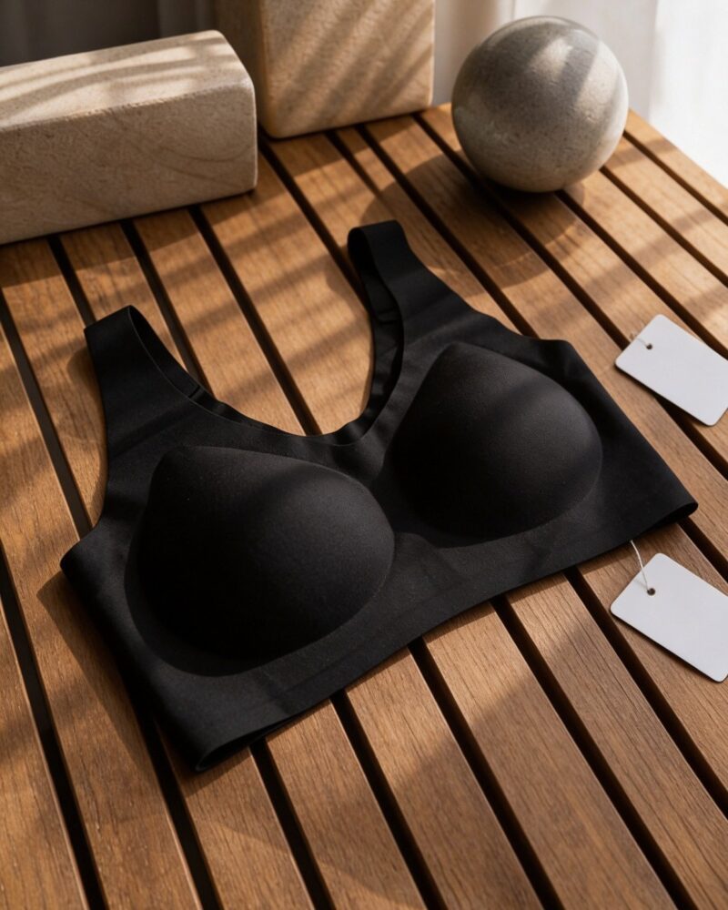Black Seamless Wire free Pull Over Sports Bra