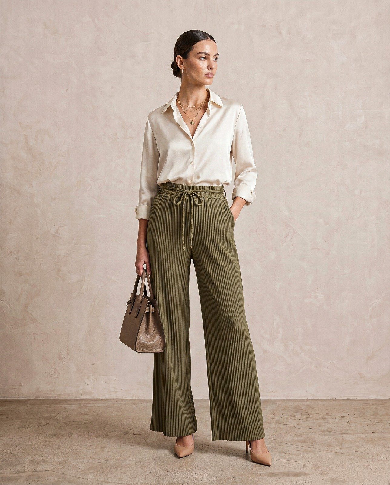 Plisse Belted Elasticated Trousers - Image 5