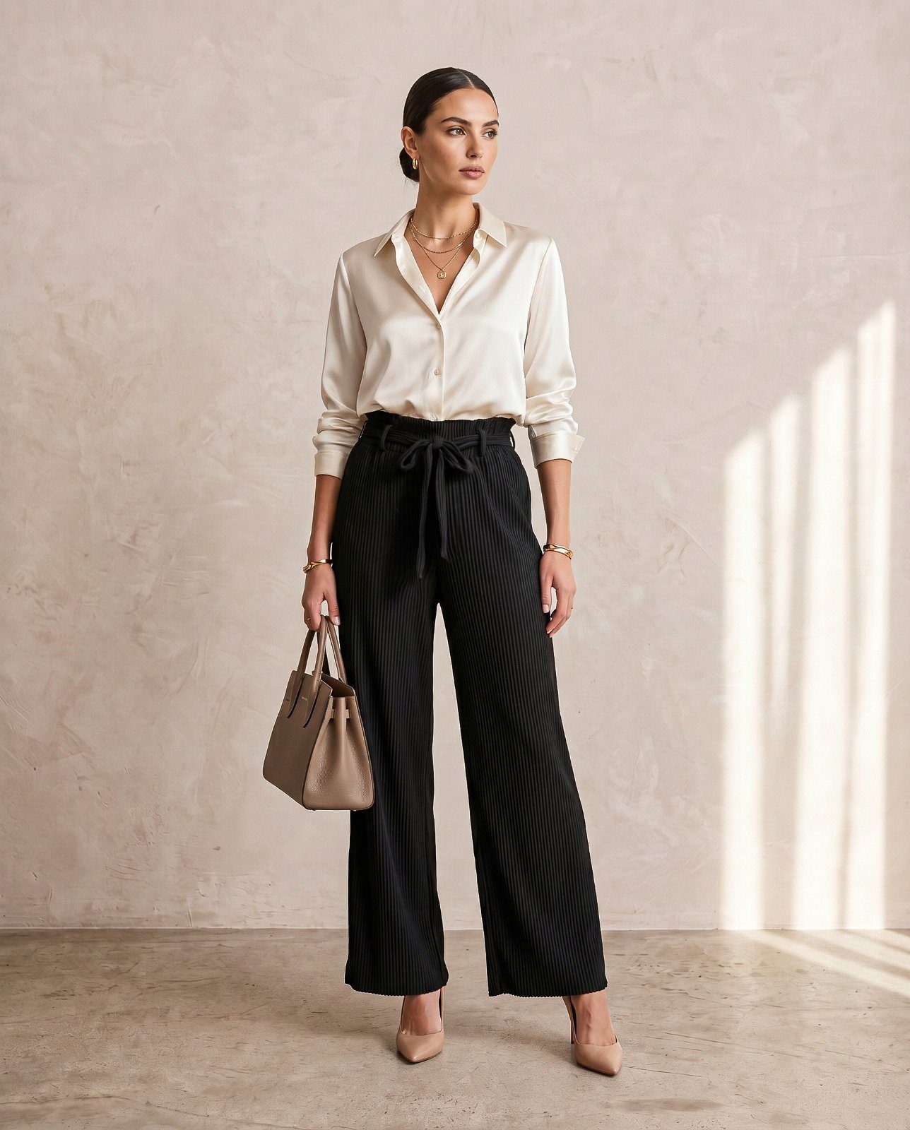 Plisse Belted Elasticated Trousers - Image 4
