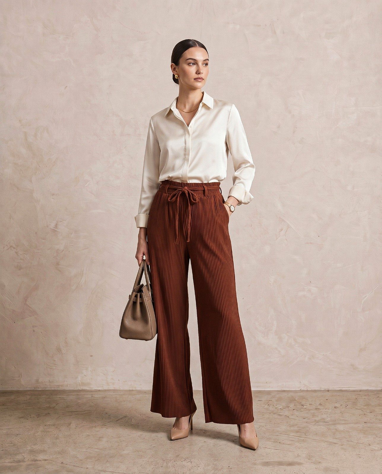 Plisse Belted Elasticated Trousers - Image 2
