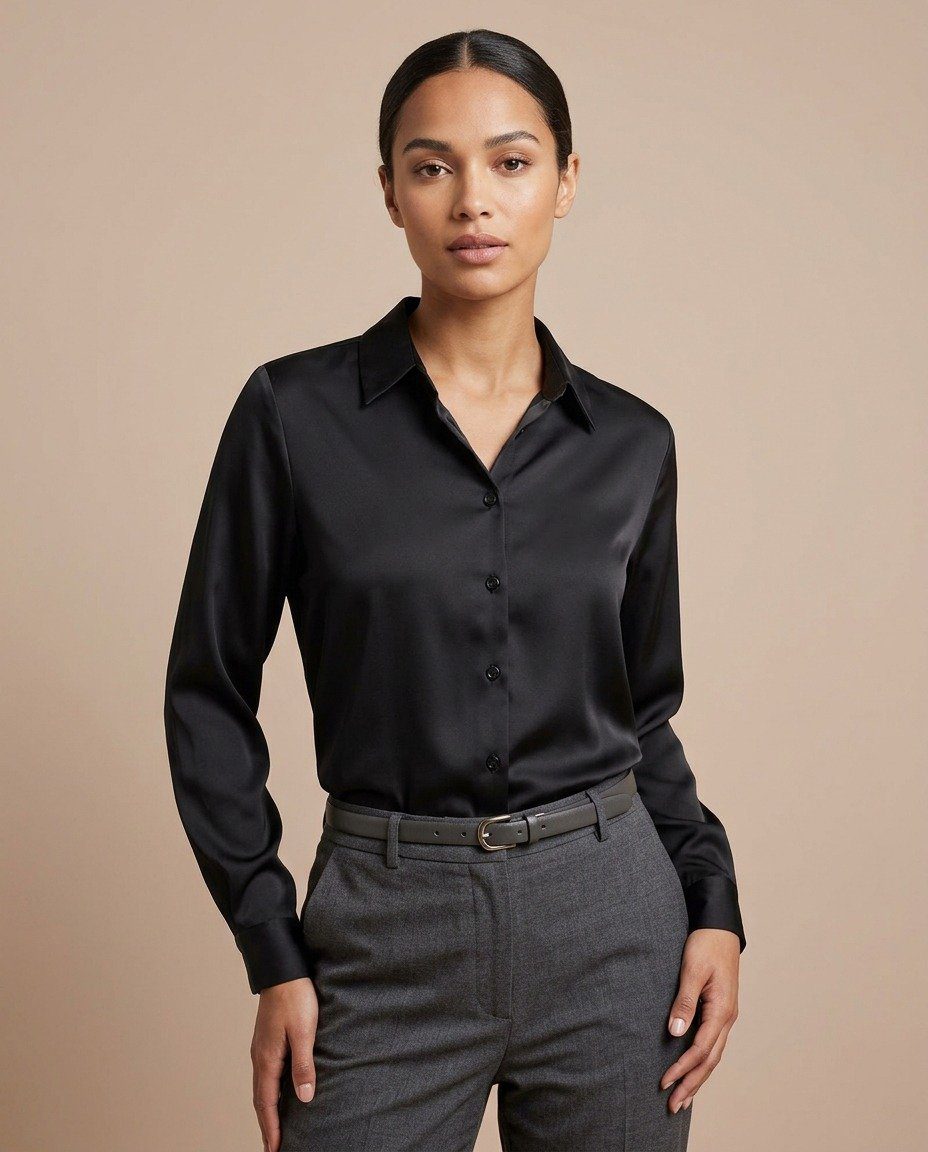 Chic Formal Warm Satin Blend Shirt - Image 5