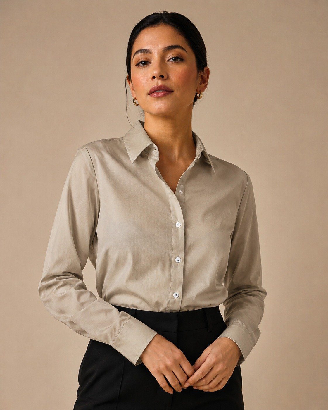 Chic Formal Warm Satin Blend Shirt - Image 4