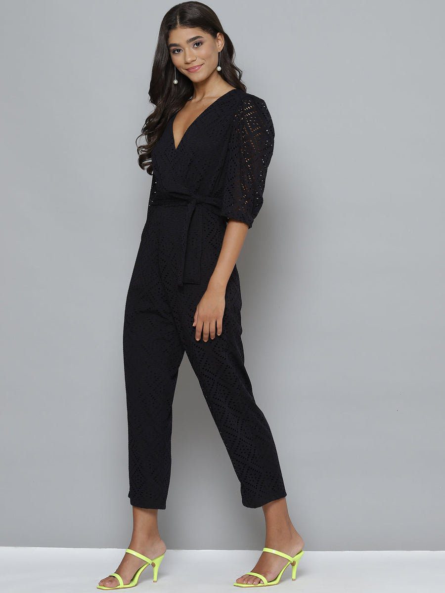 Cream Schiffli Embroidered Jumpsuit main image 1