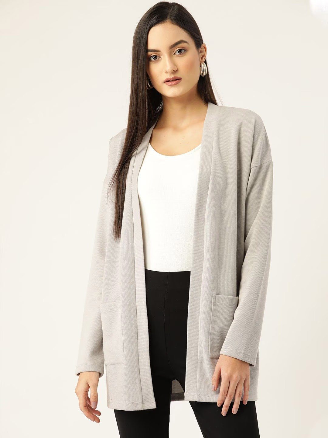 Women's Solid Grey Shrug