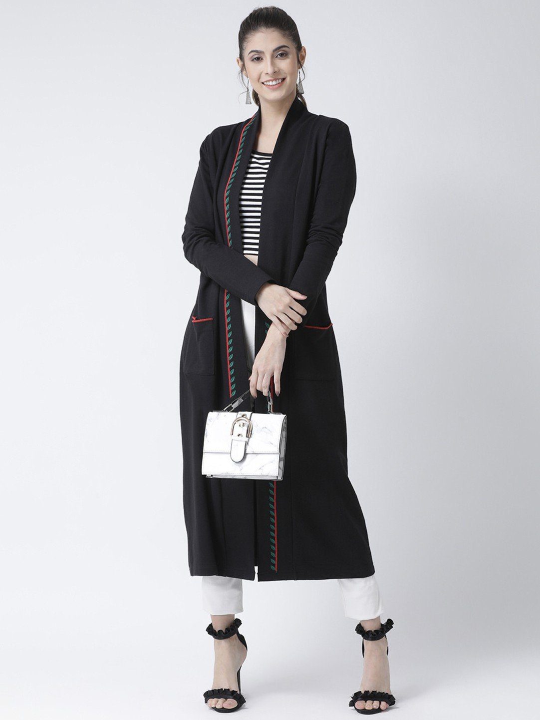 Black Embroidered Maxi Coat