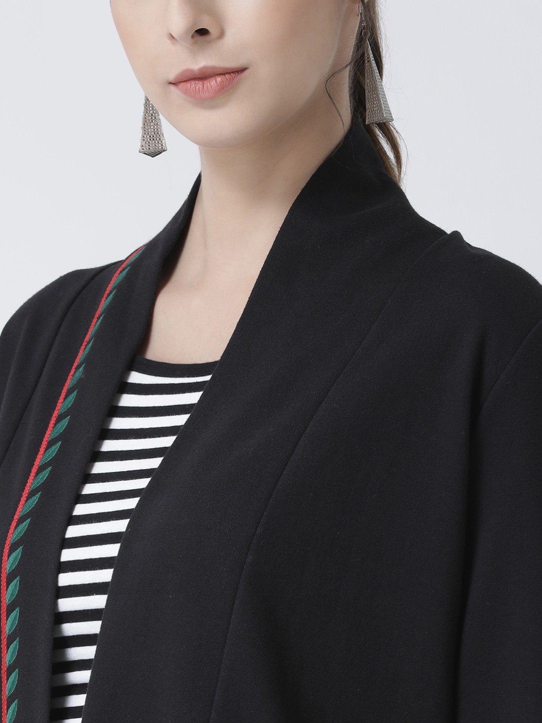 Black Embroidered Maxi Coat - Image 5