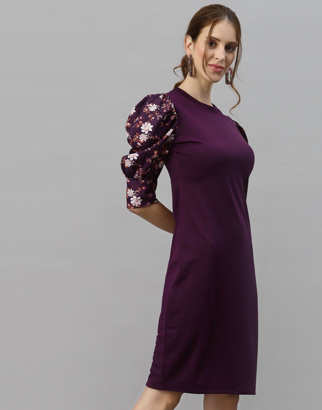 4510351 Purple Sleeve Detailed Dress main image 1