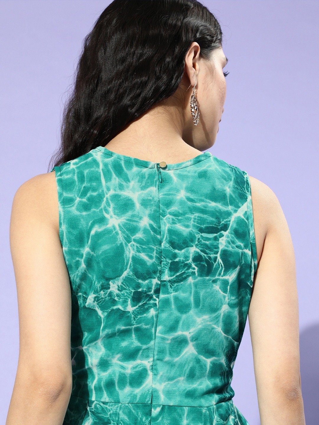 Emerald Marble Green Maxi Printed Georgette Dress – Pinkberry Apparels