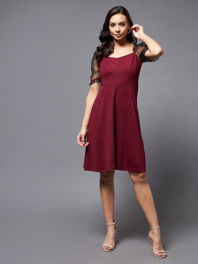 mango red asymmetrical dress Ready to Ship Burgundy Lace A-line Wedding Dress with Short Sleeves LI   ieie