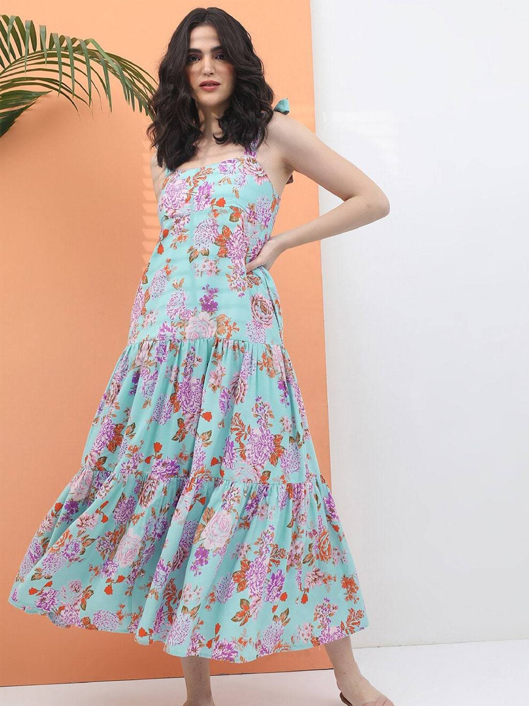 Summer Lilou dress- sky blue romantic flowers main image 1