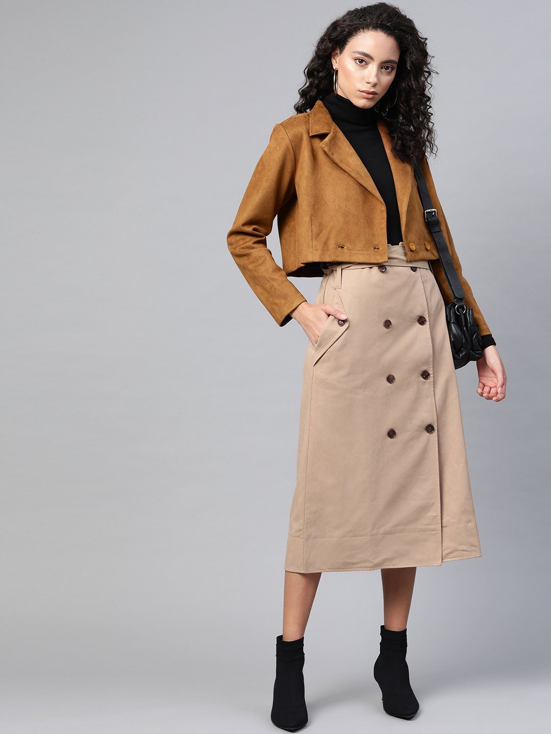Brown Suede Crop Blazer - Image 4