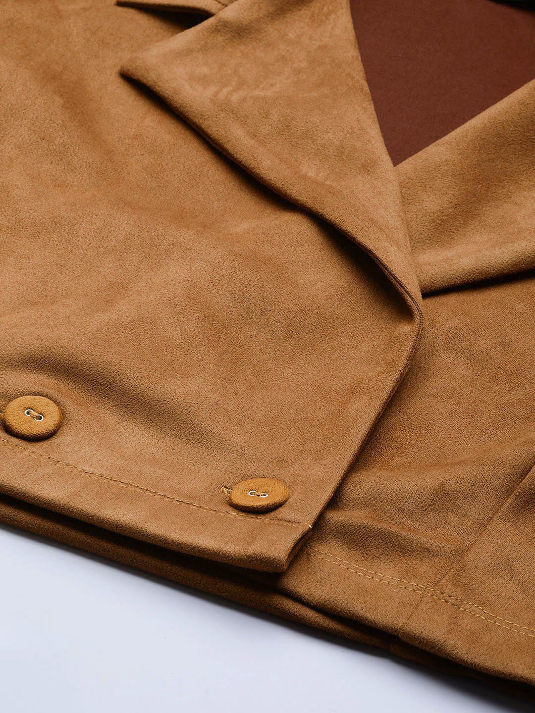 Brown Suede Crop Blazer - Image 5