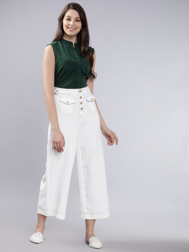 Green Solid Pleated Top - Image 5