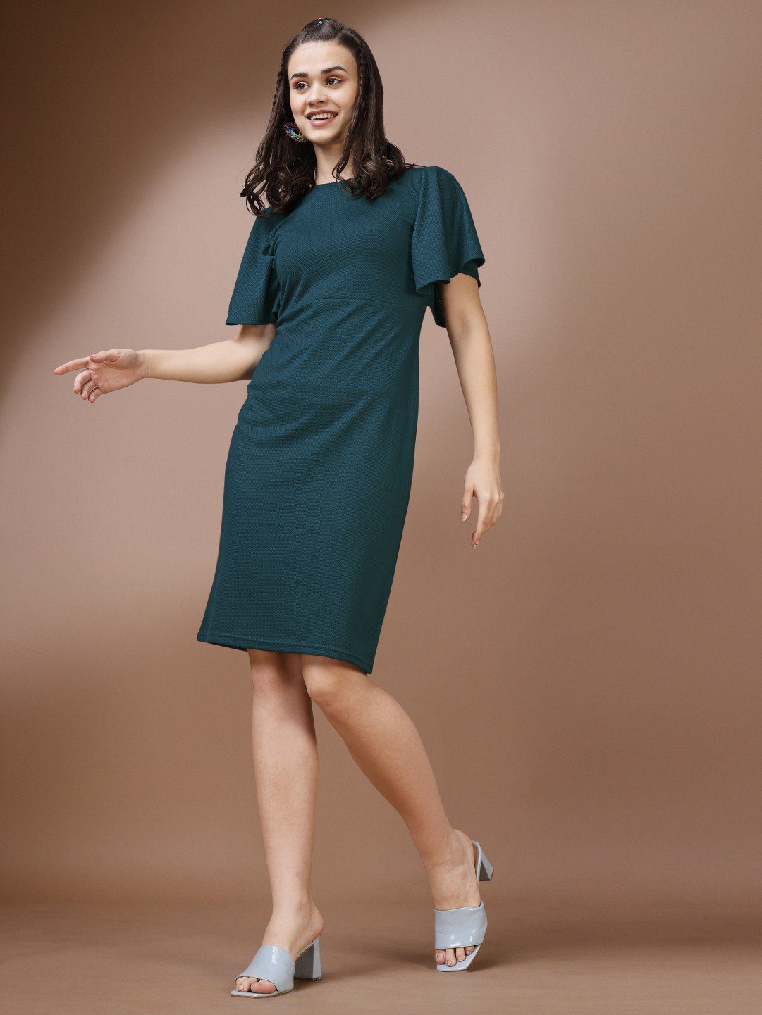 Formal Teal Sheath Dress - Image 4
