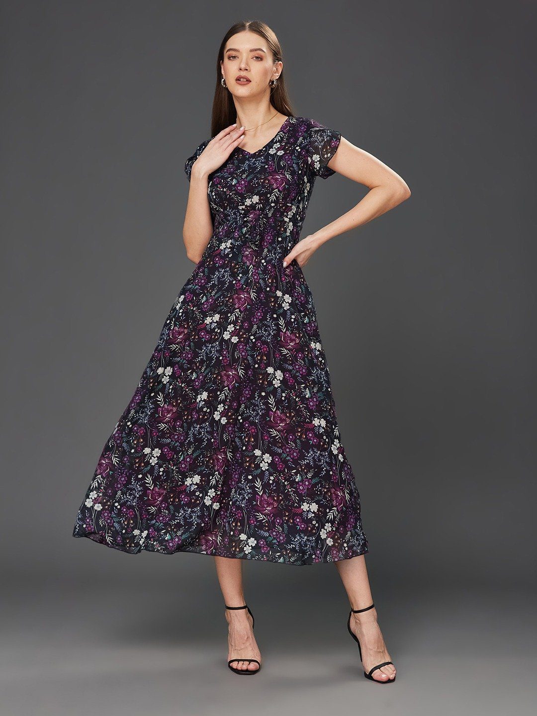 Georgette Mini Dress 209 Purple Flower main image 0