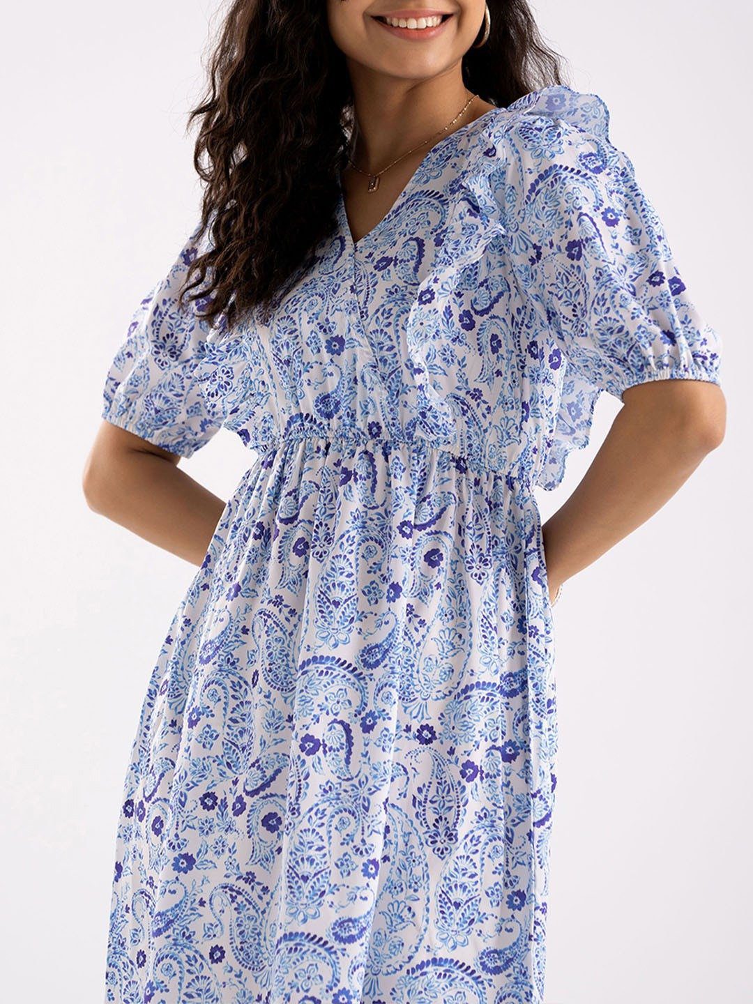 Sommer Dress in Blue Multi Paisley Print
