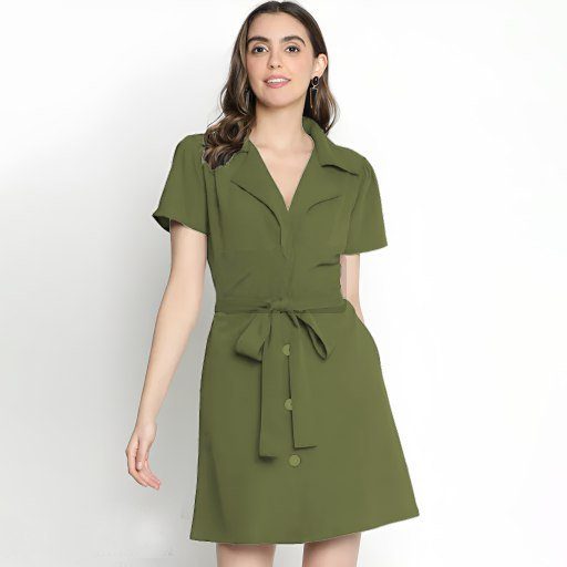 Organic cotton green button down dress - d24 main image 0