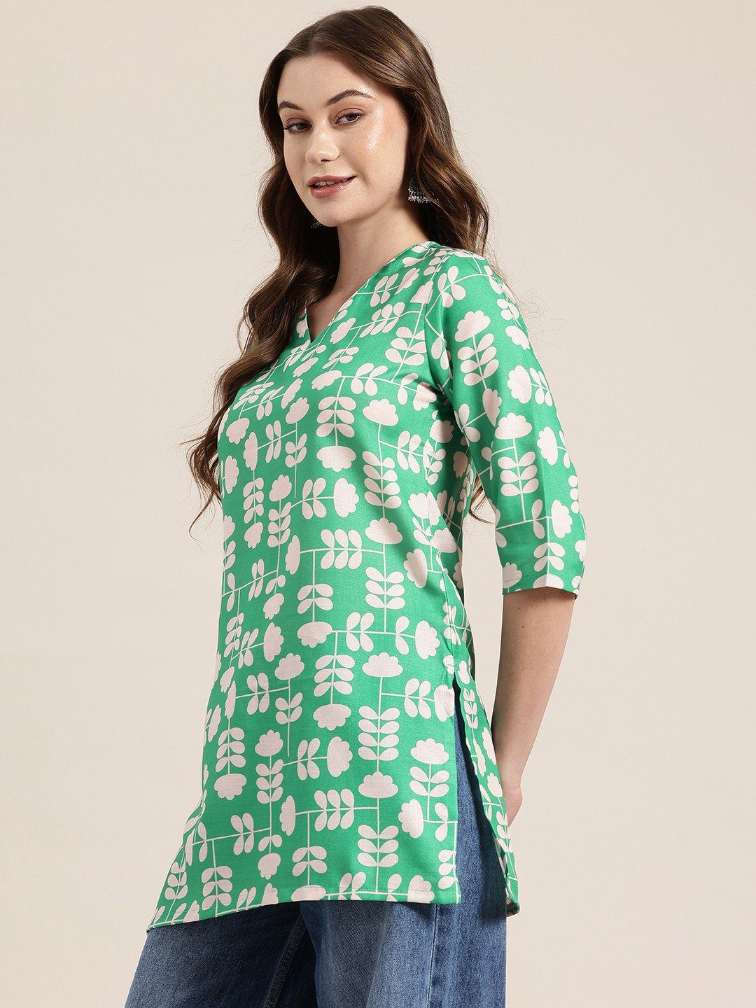 Green Floral Cotton Top - Image 3