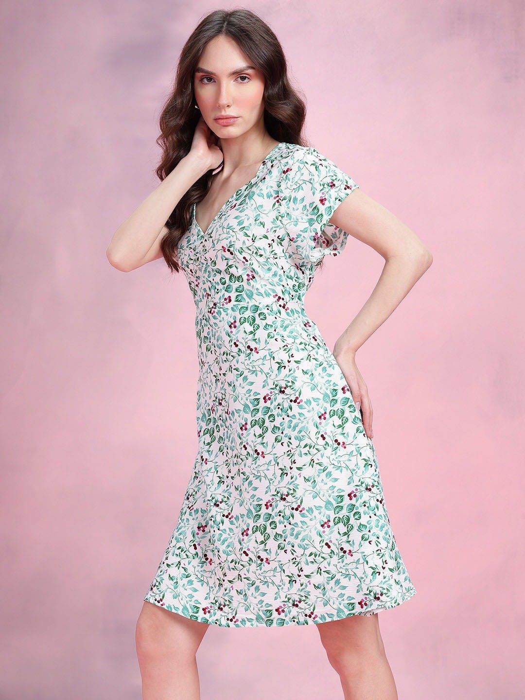 Green and Red Light Flowy Dress - Image 3