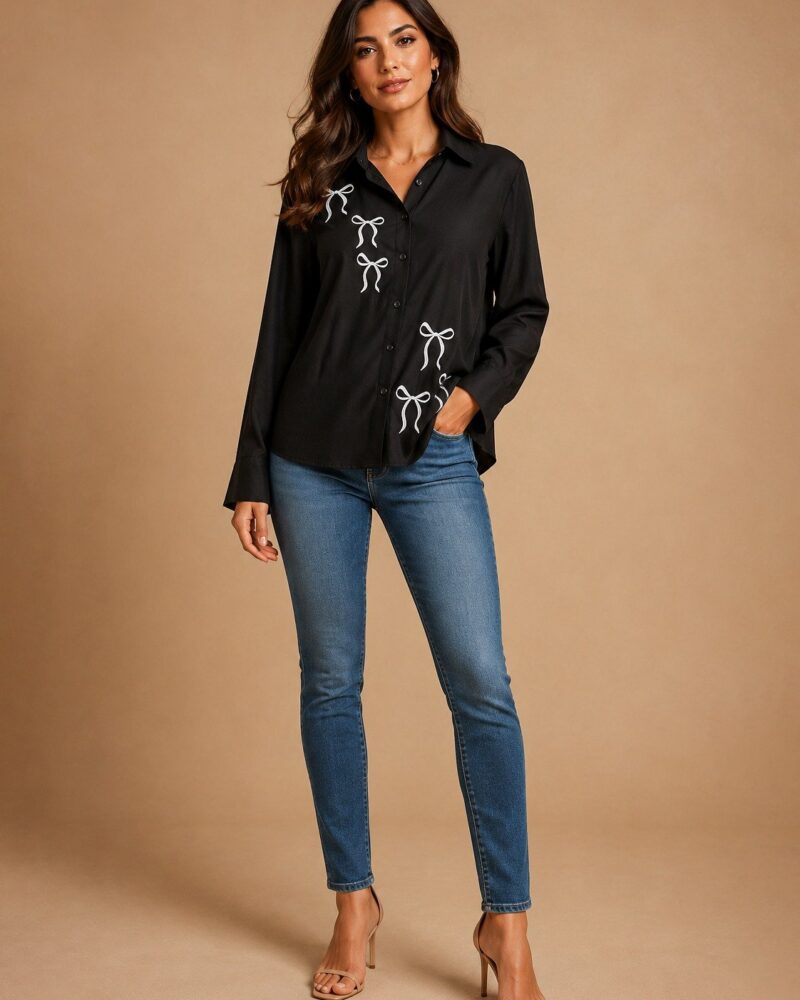 Premium Bow Embroidered Shirt